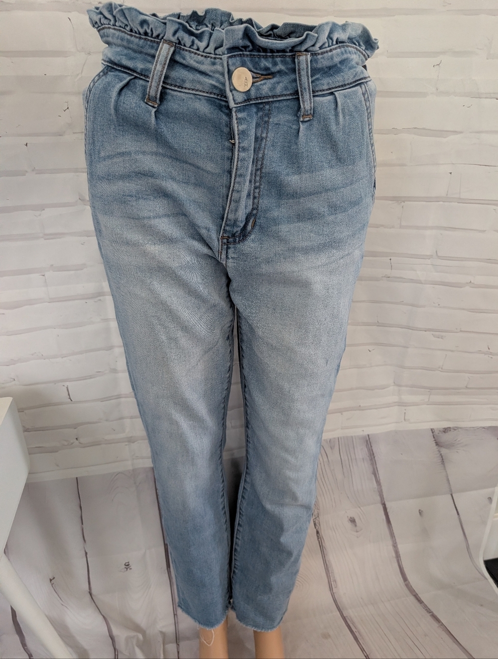 Ashley Mason Light Blue Paperbag Waist  Jeans